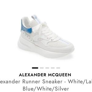Alexander McQueen White and Silver Sneakers with Blue Detail